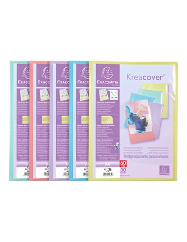 Porte-documents exacompta kreacover a4 polypropylene 60vues assortiment pastel.