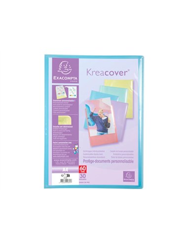 Porte-documents exacompta kreacover a4 polypropylene 60vues assortiment pastel.