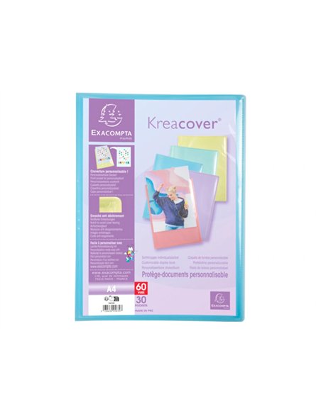 Porte-documents exacompta kreacover a4 polypropylene 60vues assortiment pastel.