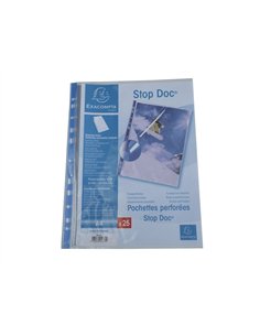 Pochette perforee exacompta stop doc a4 pp lisse 6/100eme 60 microns paquet 25 unites.