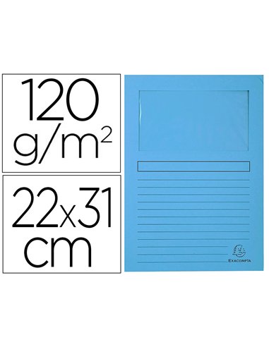 Chemise exacompta forever carte recyclée 120g 22x31cm fenêtre coloris bleu clair paquet 25 unités.