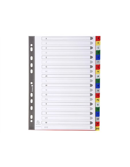 Intercalaire exacompta a4 alphabethique a-z pp 20 onglets index + coloris assortis.
