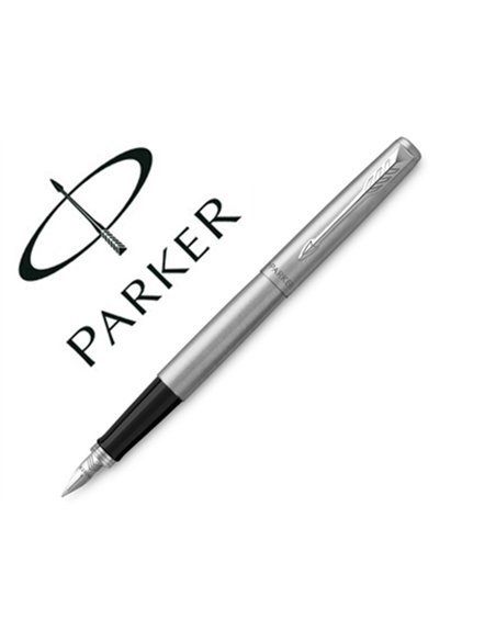 Stylo-plume parker jotter acier ct plume m gb inclut 2 cartouches encre bleue.