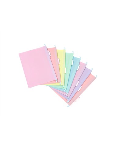 Dossier suspendu viquel rainbow pastel polypropylene coloris assortis lot 8 unites.
