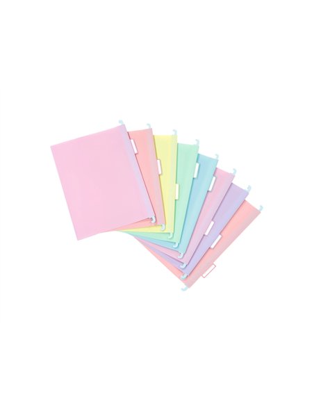 Dossier suspendu viquel rainbow pastel polypropylene coloris assortis lot 8 unites.