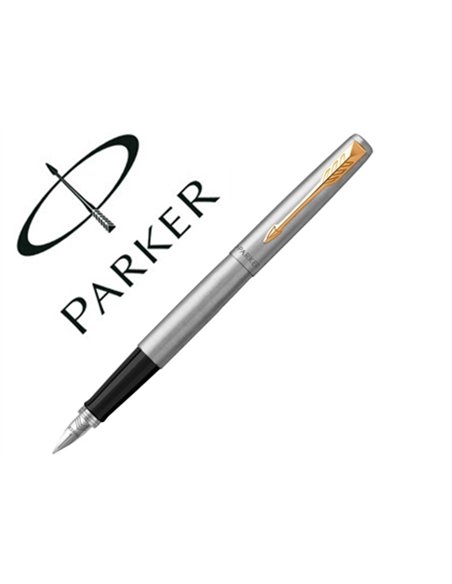 Stylo-plume parker jotter acier gt plume m gb inclut 2 cartouches encre bleue.