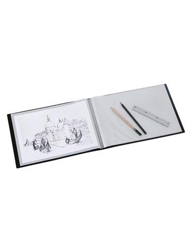Porte-vues viquel art'view pp creativ'gallery a4 format paysage 60 vues coloris noir.