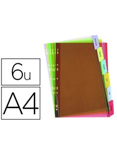 Intercalaire elba neutre pvc 6 onglets a4 couleur.