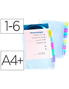 Pochette intercalaire elba polypro 8/100e a4+ 6 positions onglets personnalisables bande.