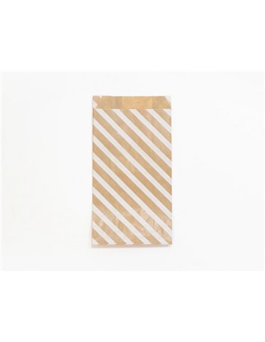 Pochettes kraft rayures blanches 50g/m 11x21+5 cm sachet de 50 un.