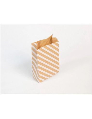 Pochettes kraft rayures blanches 50g/m 11x21+5 cm sachet de 50 un.