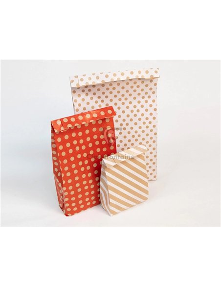 Pochettes kraft rayures blanches 50g/m 11x21+5 cm sachet de 50 un.