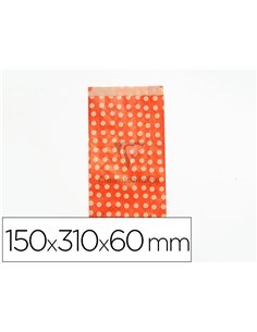 Pochettes kraft fond rouge 50g/m 15x31x6 cm sachet de 50 un.