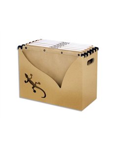 Bac de rangement oxford a dossiers suspendus 240g en kraft avec poignees de transport boite et 5 dossiers.