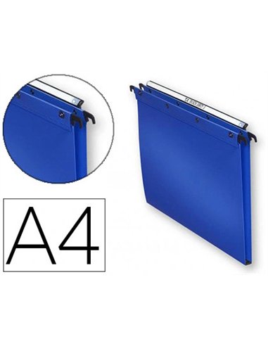 Dossier suspendu l'oblique polypro ultimate 5/10e tiroir entraxe 330mm h250mm fond 15 coloris bleu pack 10 unités.