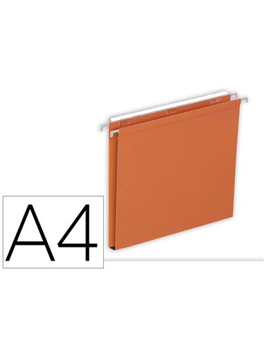 Dossier suspendu l'oblique economique kraft orange 210g a4 tiroir entraxe 330mm h250mm fond 15mm boite 25u.
