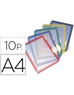 Poche à pivots tarifold pvc format a4 bords couleur avec 5 onglets indexation coloris assortis 10 unités insertion par l.
