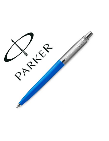 Stylo-bille parker jotter retractable pointe moyenne finition bleue classique avec 1 recharge quinkflow encre.