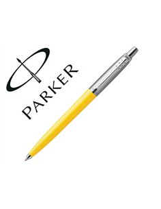 Stylo-bille parker jotter retractable pointe moyenne finition jaune brillante avec 1 recharge quinkflow encre.