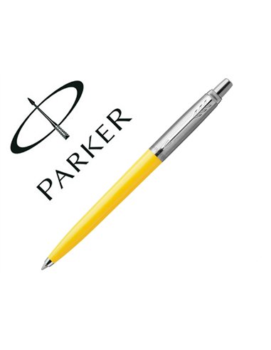 Stylo-bille parker jotter retractable pointe moyenne finition jaune brillante avec 1 recharge quinkflow encre.