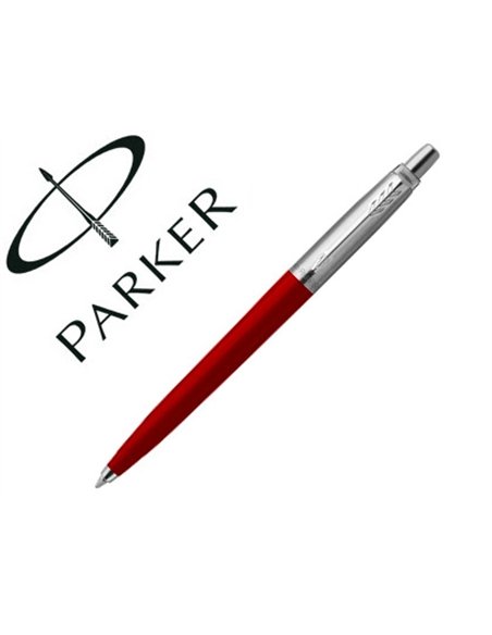 Stylo-bille parker jotter retractable pointe moyenne finition rouge brillante avec 1 recharge quinkflow encre.
