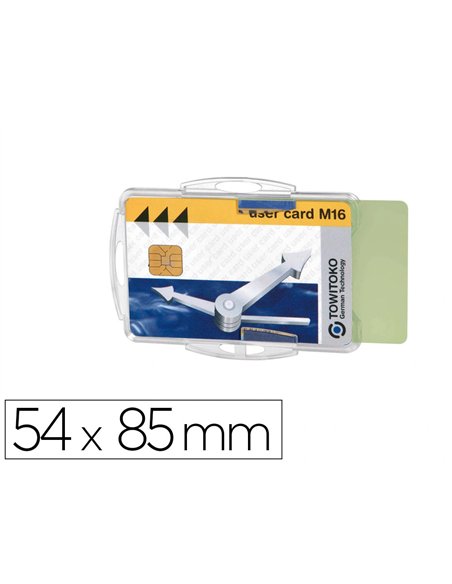 Porte-badge durable pour 2 cartes de securite format portrait ou paysage enrouleur lacet chainette 54x85mm 10 unites.