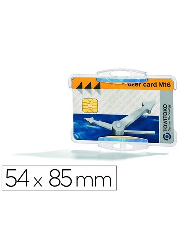 Porte-badge durable pour 1 carte de securite format portrait ou paysage enrouleur lacet chainette 54x85mm 10 unites.