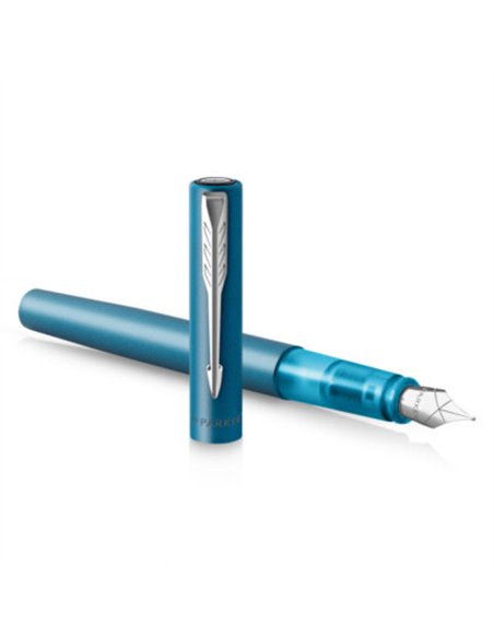 Stylo-plume parker vector xl metallique pointe moyenne bleu canard coffret cadeau.