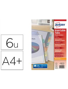 Intercalaire avery polypropylène 6 touches a4 onglets bristol personnalisables et imprimables.
