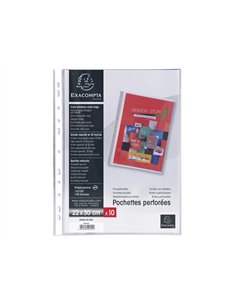 Pochette perforee exacompta a4+ pp premium lisse 14/100eme 140 microns paquet 10 unites. 2