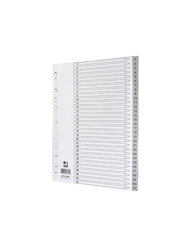 Intercalaire q-connect numerique 1-31 plastique 31 positions a4 indice multiperfore.