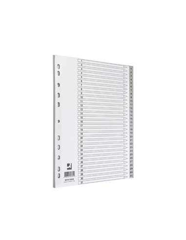 Intercalaire q-connect numerique 1-31 plastique 31 positions a4 indice multiperfore.