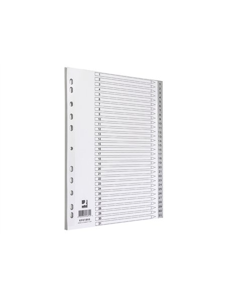 Intercalaire q-connect numerique 1-31 plastique 31 positions a4 indice multiperfore.