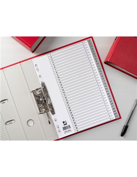 Intercalaire q-connect numerique 1-31 plastique 31 positions a4 indice multiperfore.