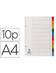Intercalaire q-connect plastique 10 positions a4 indice multiperfore.