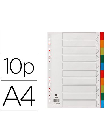 Intercalaire q-connect plastique 10 positions a4 indice multiperfore.