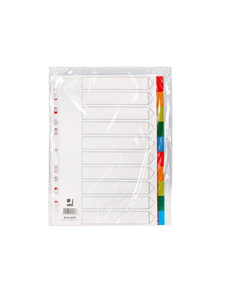 Intercalaire q-connect plastique 10 positions a4 indice multiperfore.