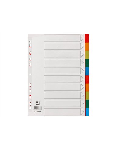 Intercalaire q-connect plastique 10 positions a4 indice multiperfore.