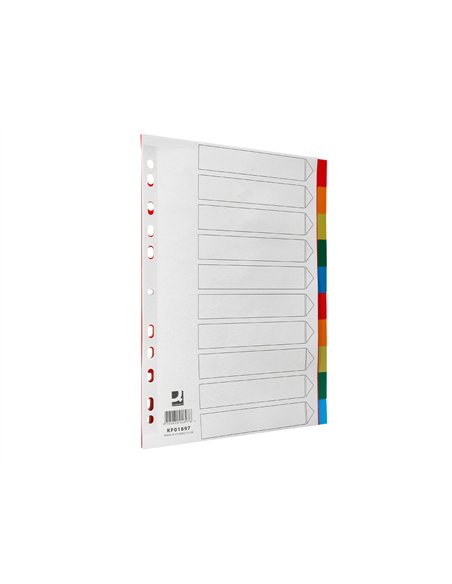 Intercalaire q-connect plastique 10 positions a4 indice multiperfore.
