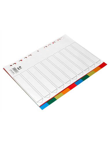 Intercalaire q-connect plastique 10 positions a4 indice multiperfore.