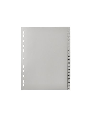 Intercalaire q-connect numerique 1-20 plastique 20 positions a4 indice multiperfore.