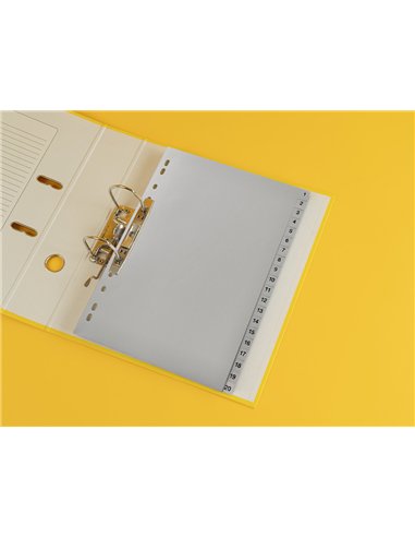 Intercalaire q-connect numerique 1-20 plastique 20 positions a4 indice multiperfore.