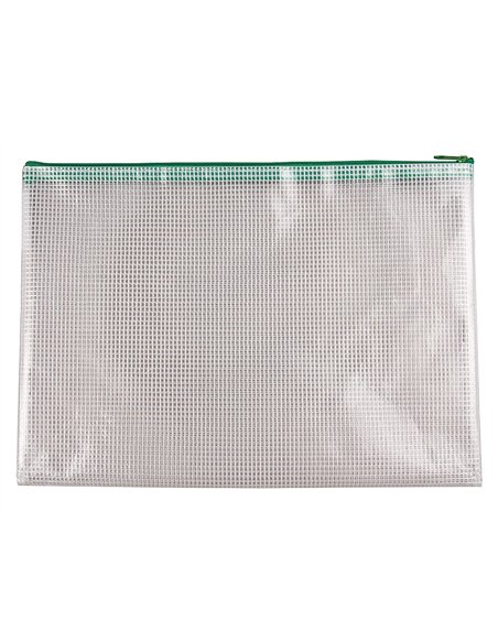 Pochette q-connect porte-documents pvc a4 ouverture supérieure avec fermeture éclair coloris vert.