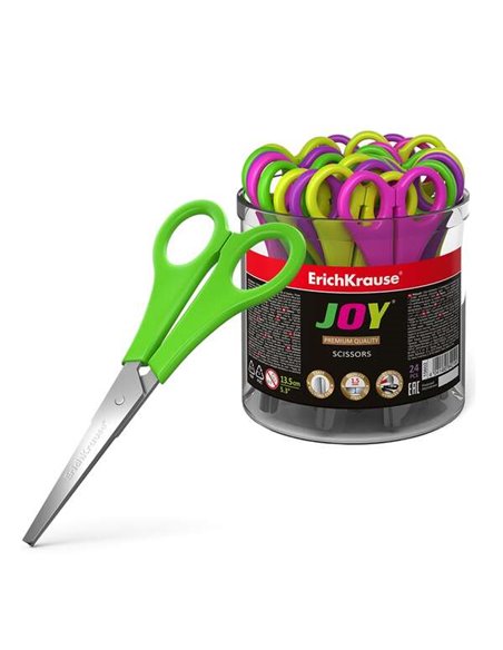 Ciseaux Erichkrause Joy - Lames en acier inoxydable de haute qualité - Extrémités arrondies sûres - Résistants à la corrosion - 