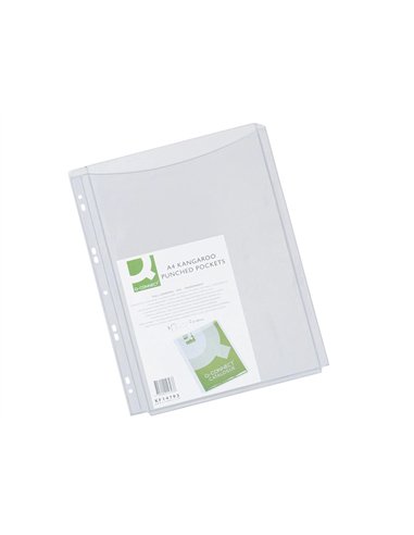 Pochette q-connect pvc 18/100e perforée soufflet capacité 100f plan a4 sachet 5 unités.