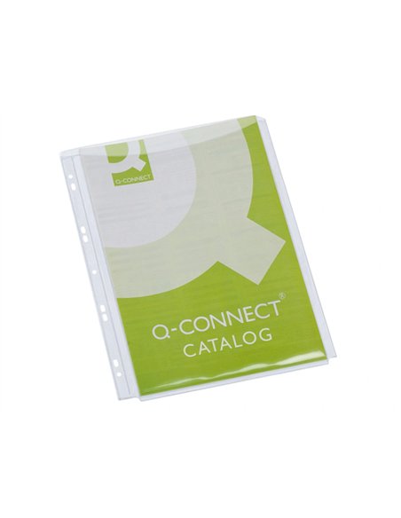 Pochette q-connect pvc 18/100e perforée soufflet capacité 100f plan a4 sachet 5 unités.