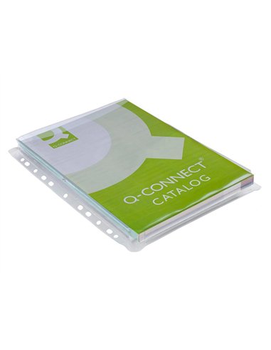 Pochette q-connect pvc 18/100e perforée soufflet capacité 100f plan a4 sachet 5 unités.