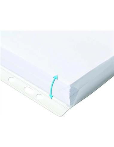 Pochette q-connect pvc 18/100e perforée soufflet capacité 100f plan a4 sachet 5 unités.