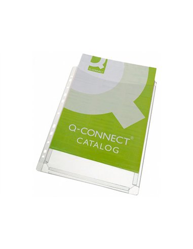 Pochette q-connect pvc 18/100e perforée soufflet capacité 100f plan a4 sachet 5 unités.