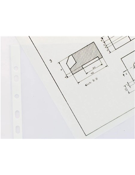 Pochette q-connect polypropylène lisse 8/100e perforée a3 plié ou a4 297x420mm sachet 10 unités.